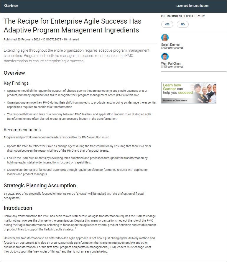 The Recipe for Enterprise Agile Success Has Adaptive Program Management Ingredients